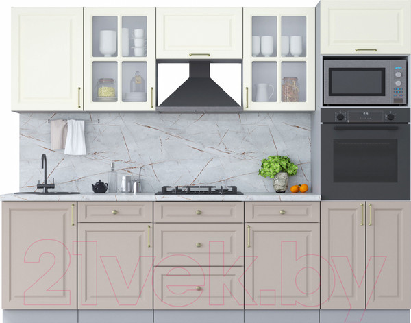 Изображение товара Кухонный гарнитур Интерлиния Мила Шато 2.7В (белый/мята/бискайская сосна)