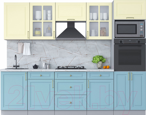 Изображение товара Кухонный гарнитур Интерлиния Мила Шато 2.7В (океан/океан/дуб бунратти)