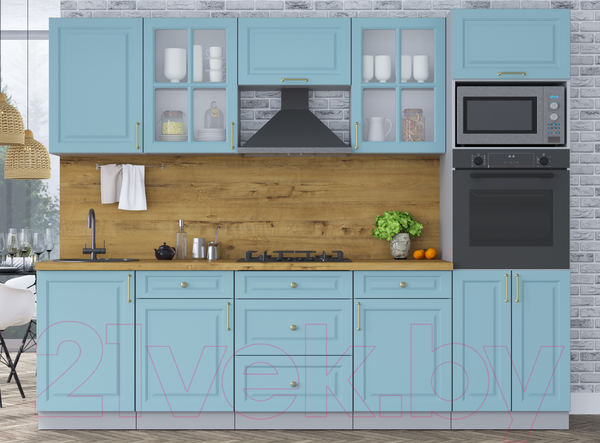 Изображение товара Кухонный гарнитур Интерлиния Мила Шато 2.7В (океан/океан/дуб бунратти)