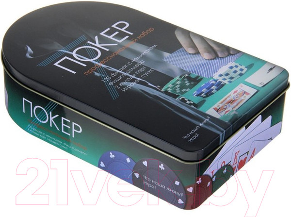 Изображение товара Набор для покера Sima-Land Карты 2 колоды, фишки 120шт / 637895
