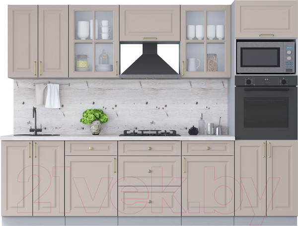 Изображение товара Кухонный гарнитур Интерлиния Мила Шато 2.8В (луна/луна/бискайская сосна)