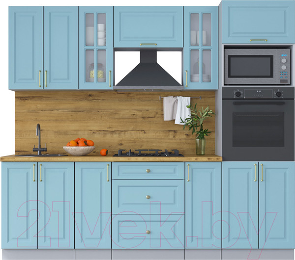 Изображение товара Кухонный гарнитур Интерлиния Мила Шато 2.4В (океан/океан/дуб бунратти)