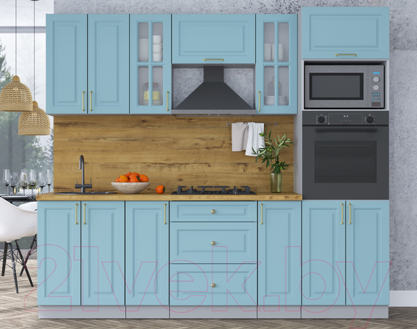 Изображение товара Кухонный гарнитур Интерлиния Мила Шато 2.4В (океан/океан/дуб бунратти)