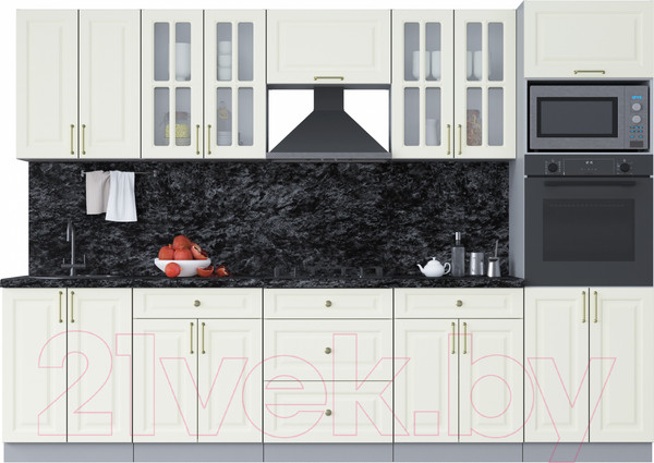 Изображение товара Кухонный гарнитур Интерлиния Мила Шато 3.0В (белый/белый/кастилло темный)