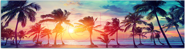 Изображение товара Фотофасад Arthata Пляж, пальмы, море / FotoSetka-600-122 (600x156)
