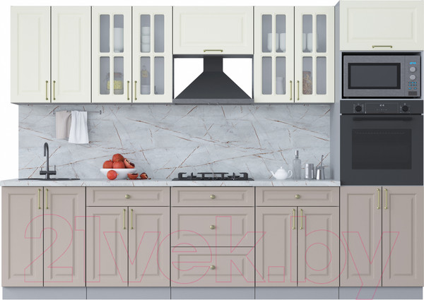 Изображение товара Кухонный гарнитур Интерлиния Мила Шато 3.0В (белый/луна/серый каспий)