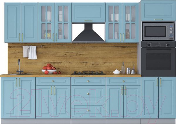 Изображение товара Кухонный гарнитур Интерлиния Мила Шато 3.0В (океан/океан/дуб бунратти)