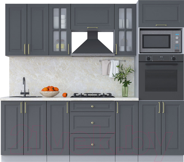 Изображение товара Кухонный гарнитур Интерлиния Мила Шато 2.4В (пепел/пепел/опал светлый)