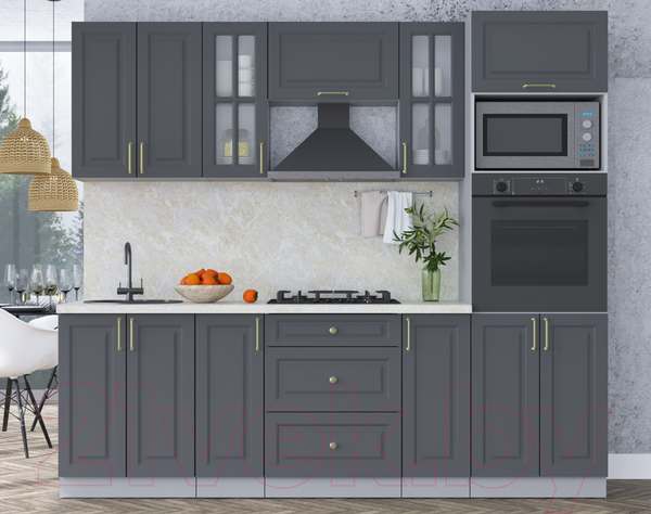 Изображение товара Кухонный гарнитур Интерлиния Мила Шато 2.4В (пепел/пепел/опал светлый)