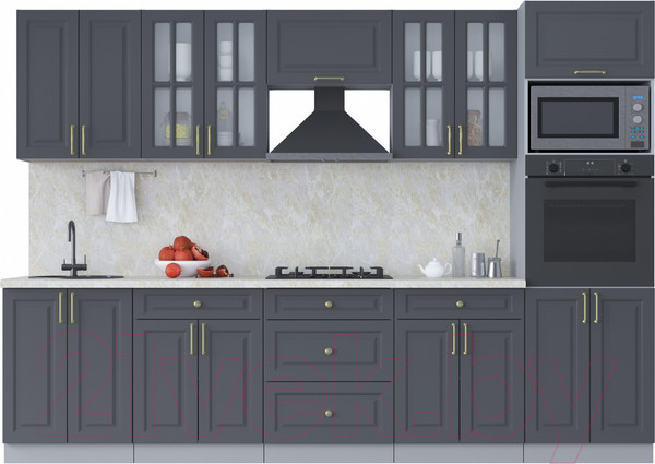 Изображение товара Кухонный гарнитур Интерлиния Мила Шато 3.0В (пепел/пепел/опал светлый)