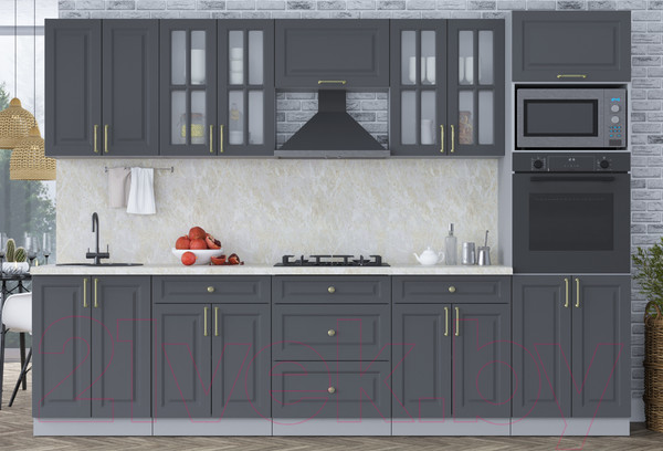 Изображение товара Кухонный гарнитур Интерлиния Мила Шато 3.0В (пепел/пепел/опал светлый)