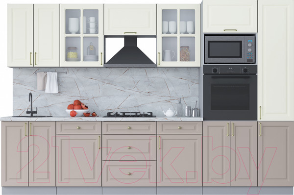 Изображение товара Кухонный гарнитур Интерлиния Мила Шато 3.2В (белый/луна/серый каспий)