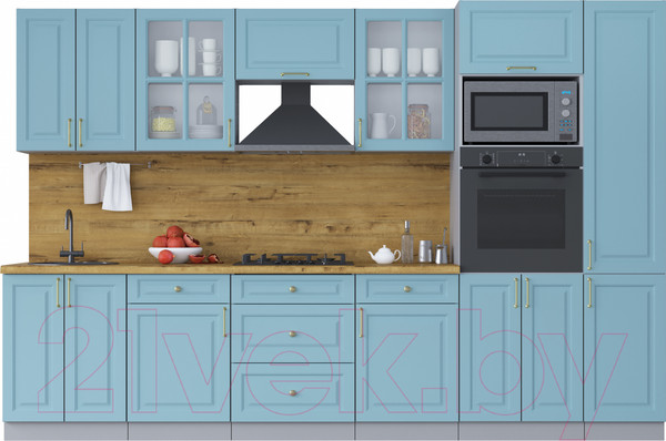 Изображение товара Кухонный гарнитур Интерлиния Мила Шато 3.2В (океан/океан/дуб бунратти)