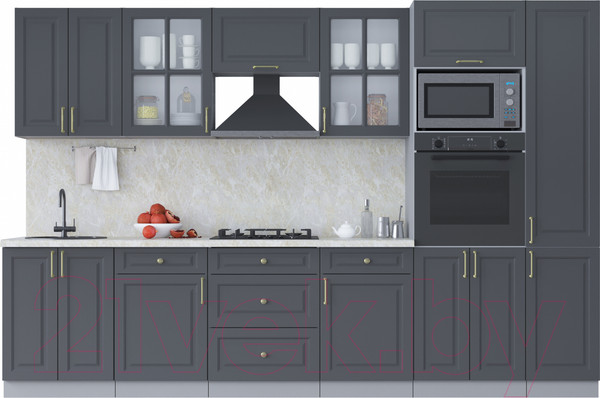 Изображение товара Кухонный гарнитур Интерлиния Мила Шато 3.2В (пепел/пепел/опал светлый)