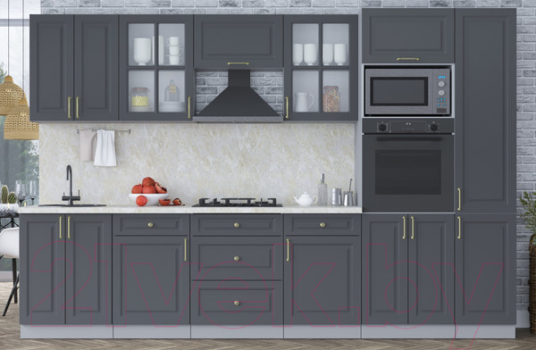 Изображение товара Кухонный гарнитур Интерлиния Мила Шато 3.2В (пепел/пепел/опал светлый)