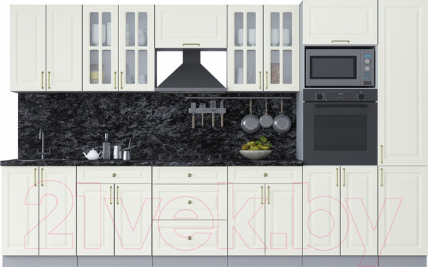 Изображение товара Кухонный гарнитур Интерлиния Мила Шато 3.4В (белый/белый/кастилло темный)