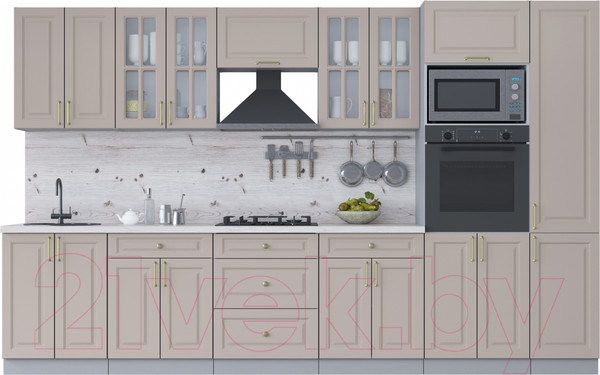 Изображение товара Кухонный гарнитур Интерлиния Мила Шато 3.4В (луна/луна/бискайская сосна)