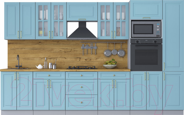 Изображение товара Кухонный гарнитур Интерлиния Мила Шато 3.4В (океан/океан/дуб бунратти)