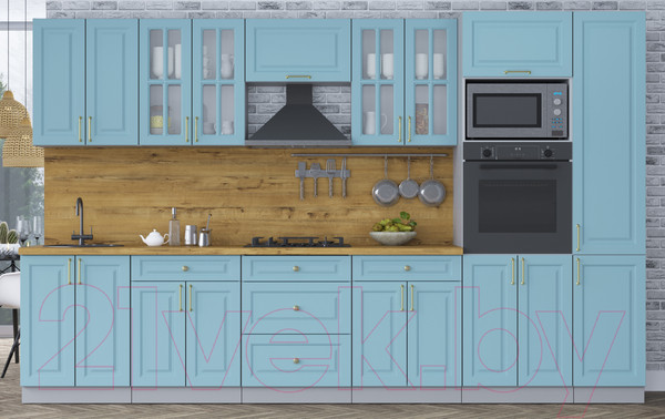 Изображение товара Кухонный гарнитур Интерлиния Мила Шато 3.4В (океан/океан/дуб бунратти)