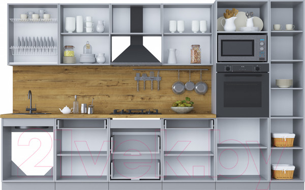 Изображение товара Кухонный гарнитур Интерлиния Мила Шато 3.4В (керамика/керамика/опал светлый)