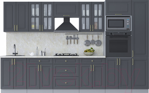 Изображение товара Кухонный гарнитур Интерлиния Мила Шато 3.4В (пепел/пепел/опал светлый)