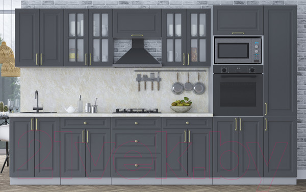 Изображение товара Кухонный гарнитур Интерлиния Мила Шато 3.4В (пепел/пепел/опал светлый)