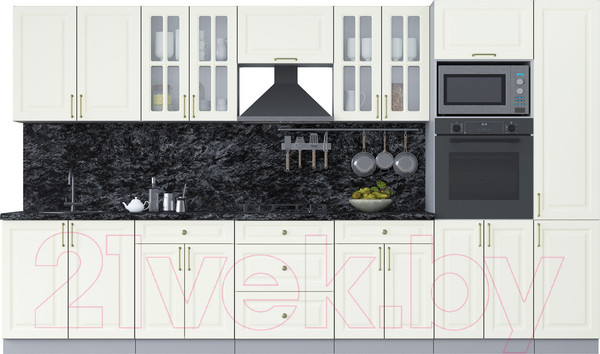 Изображение товара Кухонный гарнитур Интерлиния Мила Шато 3.6В (белый/белый/кастилло темный)