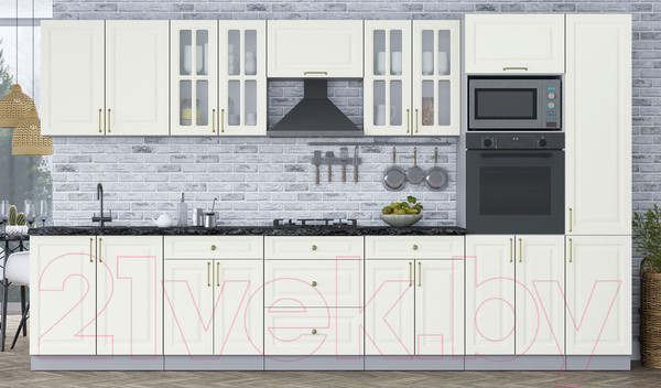 Изображение товара Кухонный гарнитур Интерлиния Мила Шато 3.6В (белый/белый/кастилло темный)