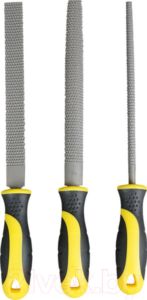 Изображение товара Набор напильников BERGER Двухкомпонентная рукоятка, 200мм / BG1297 (3 предмета)