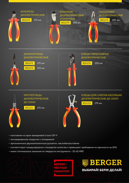 Изображение товара Бокорезы BERGER BG1175
