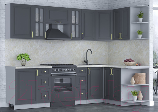 Изображение товара Кухонный гарнитур Интерлиния Мила Шато 1.5x2.7 правая (пепел/пепел/опал светлый)