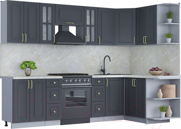 Изображение товара Кухонный гарнитур Интерлиния Мила Шато 1.5x2.8 правая (пепел/пепел/опал светлый)