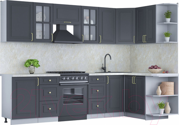 Изображение товара Кухонный гарнитур Интерлиния Мила Шато 1.5x2.9 правая (пепел/пепел/опал светлый)