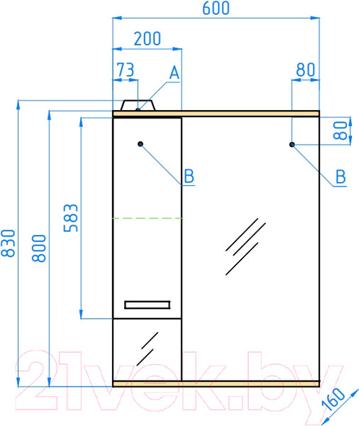 Изображение товара Шкаф с зеркалом для ванной Style Line Ориноко 60 (с подсветкой)