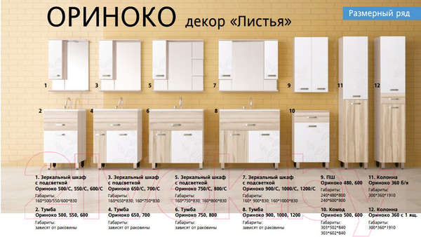 Изображение товара Шкаф с зеркалом для ванной Style Line Ориноко 80 (с подсветкой)