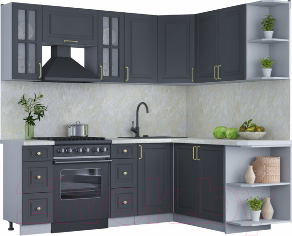 Изображение товара Кухонный гарнитур Интерлиния Мила Шато 1.7x2.2 правая (пепел/пепел/опал светлый)