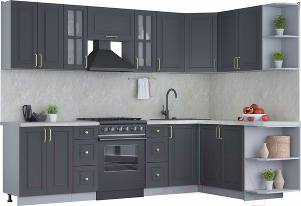 Изображение товара Кухонный гарнитур Интерлиния Мила Шато 1.7x2.8 правая (пепел/пепел/опал светлый)