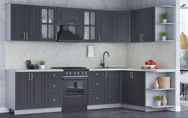 Изображение товара Кухонный гарнитур Интерлиния Мила Шато 1.7x3.0 правая (пепел/пепел/опал светлый)