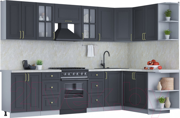 Изображение товара Кухонный гарнитур Интерлиния Мила Шато 1.7x3.0 правая (пепел/пепел/опал светлый)