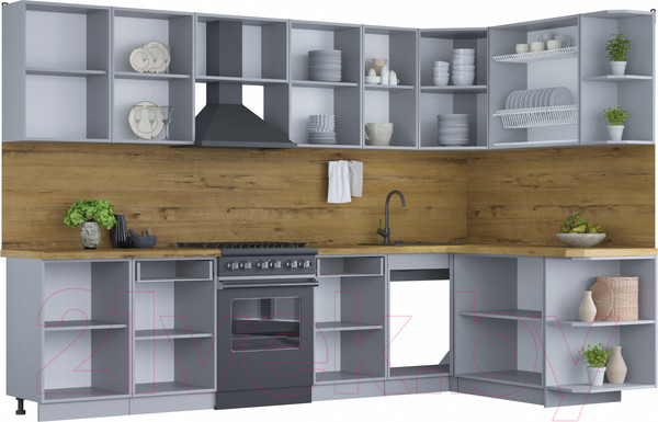 Изображение товара Кухонный гарнитур Интерлиния Мила Шато 1.7x3.1 правая (белый/белый/кастилло темный)