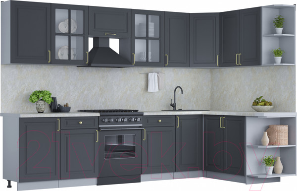 Изображение товара Кухонный гарнитур Интерлиния Мила Шато 1.7x3.1 правая (пепел/пепел/опал светлый)