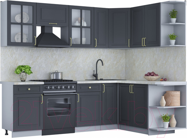 Изображение товара Кухонный гарнитур Интерлиния Мила Шато 1.7x2.5 правая (пепел/пепел/опал светлый)