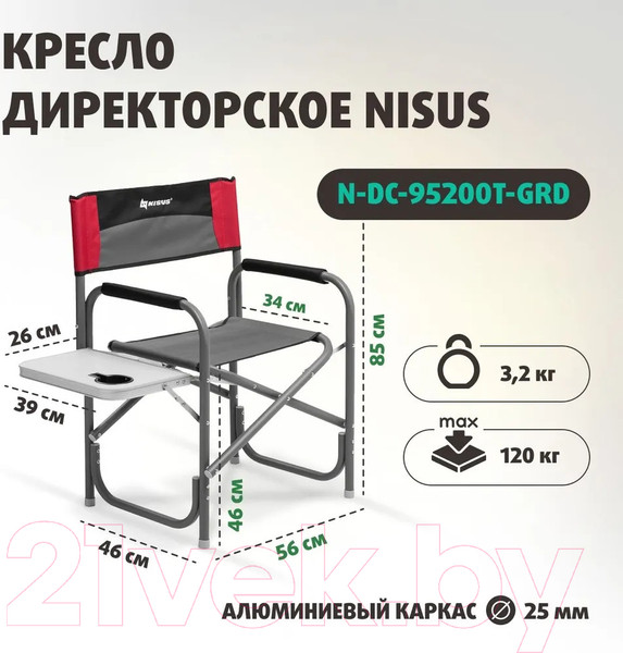 Изображение товара Кресло складное Nisus N-DC-95200T-GRD (серый/красный/черный)