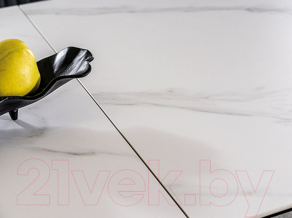 Изображение товара Обеденный стол Signal Westin SC раздвижной 120x160/80/76 (белый мрамор/черный матовый)