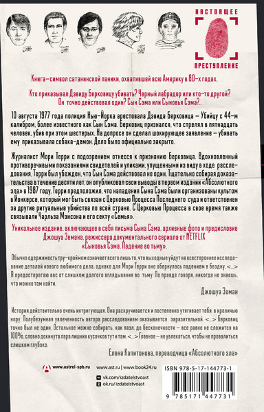 Изображение товара Книга АСТ Абсолютное зло: поиски Сыновей Сэма (Терри Мори)