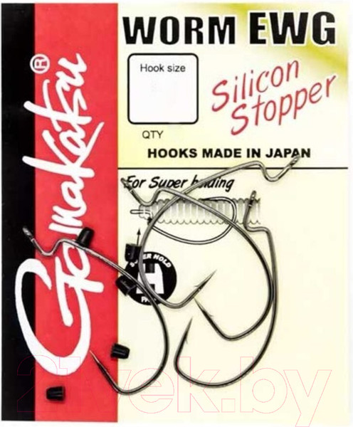 Изображение товара Набор крючков рыболовных Gamakatsu Worm Ewg Hooks Sil Stopper №1 / 185015-001
