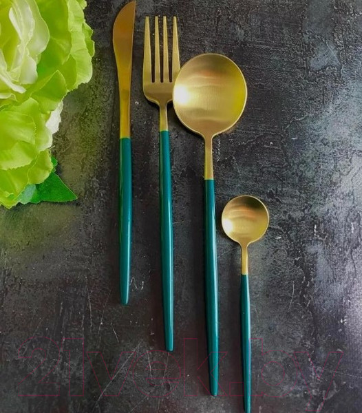 Изображение товара Набор столовых приборов Lenardi Vivid 197-015 (24пр, зеленый)