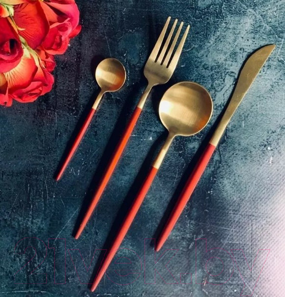 Изображение товара Набор столовых приборов Lenardi Vivid 197-016 (24пр, красный)