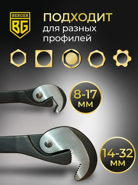 Изображение товара Гаечный ключ BERGER Многофункц. быстрозаж. для крепежа размером 8-32мм / BG-0832QW