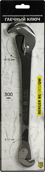 Изображение товара Гаечный ключ BERGER Многофункц. быстрозаж. для крепежа размером 8-32мм / BG-0832QW